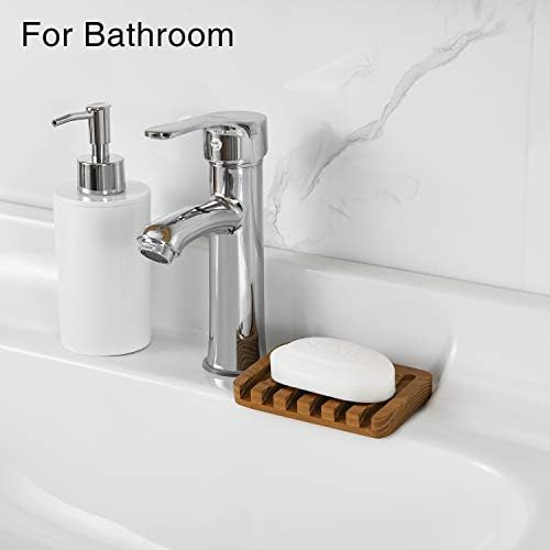 Wooden Soap Dishes for Bathroom Shower,Teak (2P)