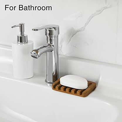 Wooden Soap Dishes for Bathroom Shower,Teak (2P)