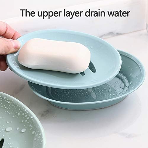 WYOK 2-Pack Soap Dish Plastic Soap Holder with Drainage for Shower (Green)