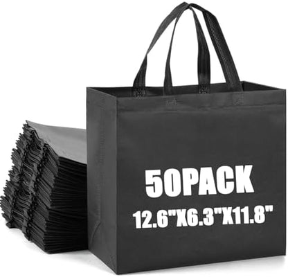 50pcs Reusable Grocery Bags with Handles Non Woven Shopping Tote Bags Bulk