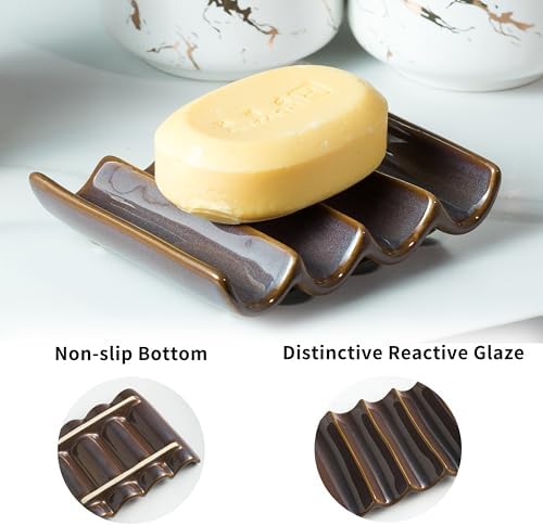 Ceramic Soap Dish for Shower, Bar Soap Holder for Bathroom Keep Dry