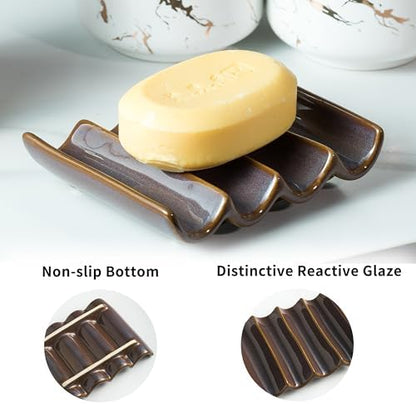 Ceramic Soap Dish for Shower, Bar Soap Holder for Bathroom Keep Dry