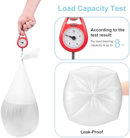 Medium Garbage Bags 8 Gallon / 30 Liters Trash Bags for Office, Kitchen, Camping, 80 Count, Clear White
