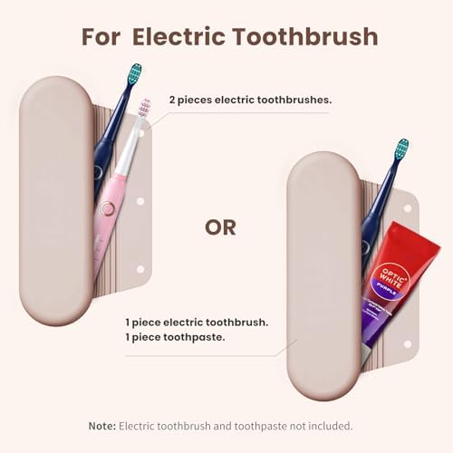 Silicone Electric Toothbrush Travel Case, Manual Toothbrush Travel Cover for Men and Women,Toothbrush Holder for Travel,Gym and More, Fits Most Manual and Electric Toothbrushes - Sand Pink