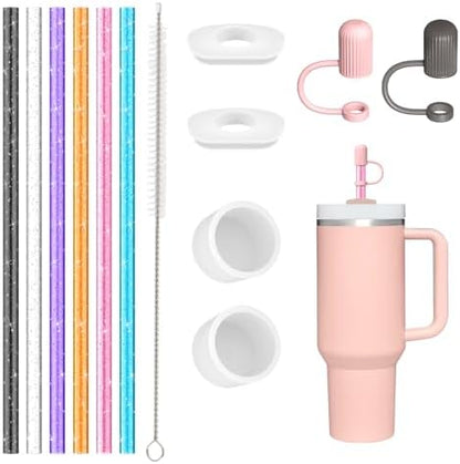 6 PCS Replacement Straws for Stanley|Owala|Simple Modern 40oz 30oz Tumbler, Reusable Color Drinking Straws with Cleaning Brush for Stanley Cup Accessorie，BPA Free, Dishwasher Safe