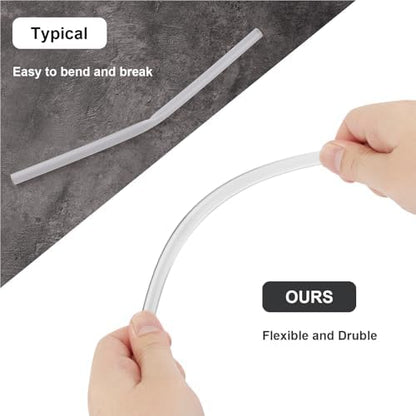 7-Inch Reusable Clear Drinking Straws, for 8/10/12 oz Kids' Cups, Coffee, Juice, Wine Tumblers, Jars, BPA-Free, Size: 7" x 10mm, Includes 8 Tritan Plastic Straws and 2 Cleaning Brushes