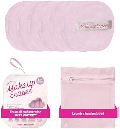 The Original MakeUp Eraser 7-Day Set, Erase All Makeup With Just Water, Including Waterproof Mascara, Eyeliner, Foundation, Lipstick, Sunscreen, and More! Silver Infused, 7ct.