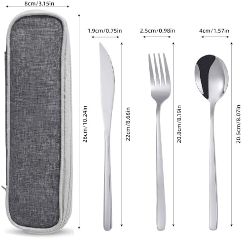 9 Pcs Portable Utensils Set Metal Straws Travel Cutlery Case Fork Spoon