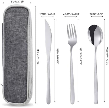 9 Pcs Portable Utensils Set Metal Straws Travel Cutlery Case Fork Spoon