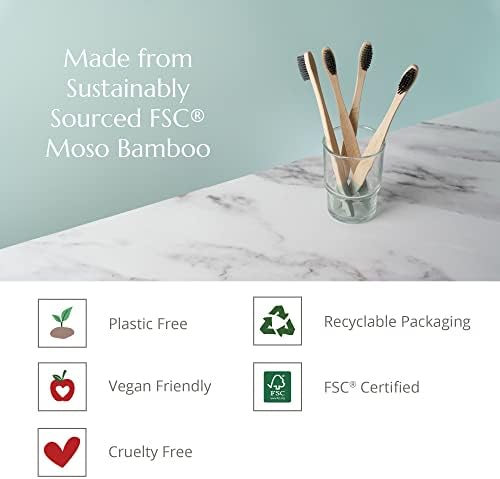 Wild & Stone | Medium Bristle Organic Bamboo Toothbrush | Four Handle Patterns | Medium Fibre Bristles | 100% Biodegradable Handle | Vegan Eco Friendly Bamboo Toothbrushes (Bamboo Green)