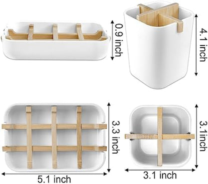 Toothbrush Holders and Soap Holder Set, Bathroom Accessories Countertop