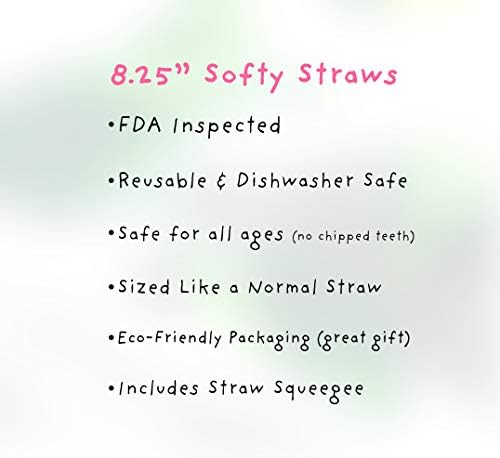 Silicone Straws - Slender Size BPA Free Non-Rubber Silicon Reusable Drinking Straws for Stainless Steel 20 oz Yeti Tumbler - Flexible, Chewy, Bendy & Safe for Kids/Toddlers