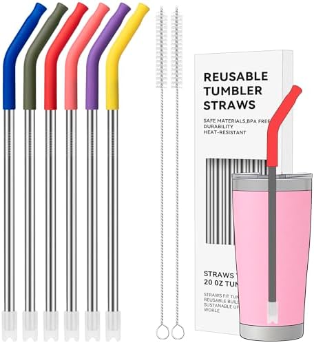 20 oz Straight Metal Straws with Silicone Tip for 20 oz Tumbler