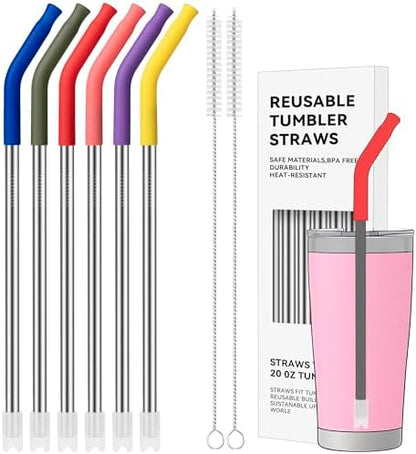 20 oz Straight Metal Straws with Silicone Tip for 20 oz Tumbler