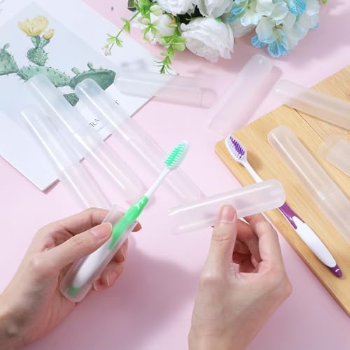 8 PCS Clear Toothbrush Travel Holder, Dust-Proof 7.8”×0.8“ Clear Tooth Brush Travel Case, Portable Tooth Brush Case Travels Storage for Family, Business Trips and Camping