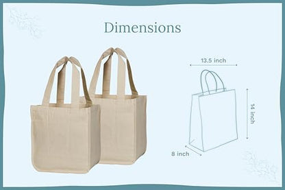 Best Canvas Grocery Shopping Bags - Cloth Grocery Tote Bags - Reusable Cotton Grocery Tote Bags with Bottle Sleeves