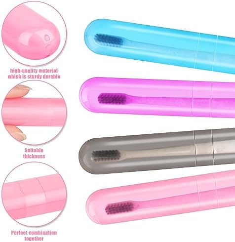 Hooqict 4 Pack Travel Toothbrush Case Portable Travel Toothbrush Holder Plastic Toothbrush Container Protector Cover Case for Traveling, Bathroom, Camping, Home, School, Business
