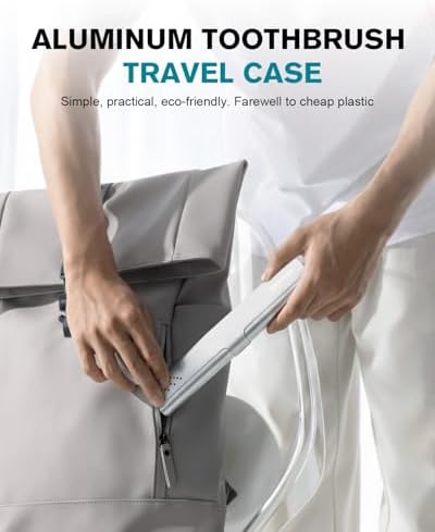 Toothbrush Case Cover for Traveling, Aluminum Toothbrush Holder for Manual Toothbrush + Mini Toothpaste, Portable Tooth Brush Storage Box for Camping Business Trip-Silver (1 Pack)