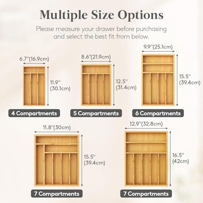 Lifewit Bamboo Silverware Tray for Drawer, 8.6 x 12.5