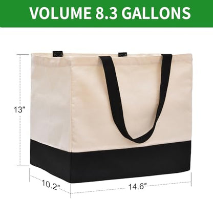 Extra Large Canvas Tote Bag with Pockets, Reusable Grocery Bags Heavy Duty