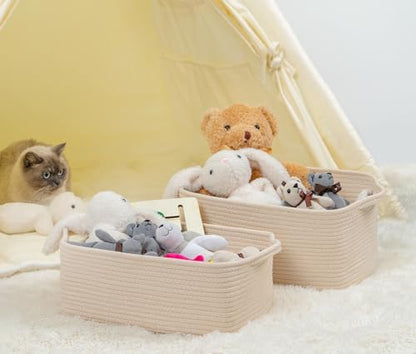 CubesLand Cute and Durable Small Cotton Rope Basket for Organizing
