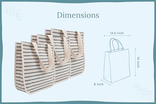 Best Canvas Grocery Shopping Bags - Cloth Grocery Tote Bags - Reusable Cotton Grocery Tote Bags with Bottle Sleeves