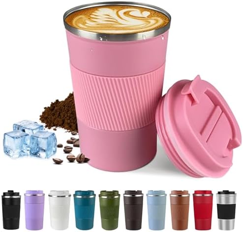 Stainless Steel Travel Coffee Mug with Lid, Vacuum Insulated Leak Proof Cup