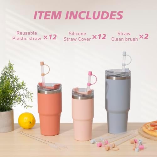 Jetstop Straw with Cover fit Stanley Quencher H2.0 14-40 oz Tumbler, 12pk