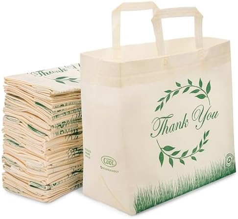 Simply Cool 50 Pack Reusable Thank You Grocery Bags Large Tote Bags Bulk