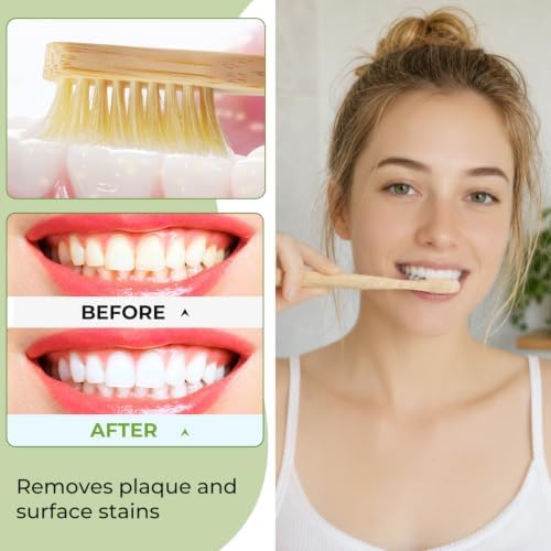 Boar Bristle Toothbrush, Natural Bamboo Toothbrushes 6 Pack