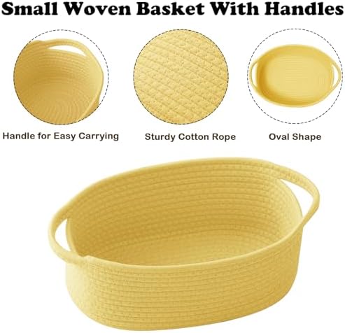 Woven Rope Basket - Baby Gift Basket with Bag & Ribbon, Yellow
