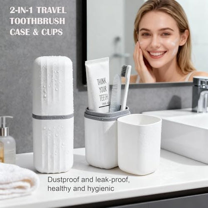 2-in-1 Travel Toothbrush Holder, Dustproof & Compact