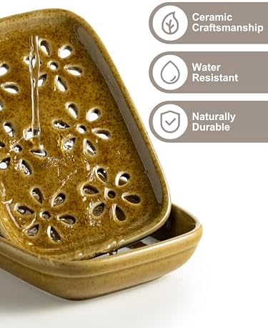 Miamolo 2 Layer Soap Dishes for Shower with Drainage, Keep Soap Bars Dry