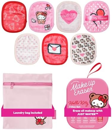 The Original MakeUp Eraser 7-Day Set, Erase All Makeup with Just Water, Including Waterproof Mascara, Eyeliner, Foundation, Lipstick, Sunscreen, and More! Hello Kitty Cutie Pie, 7ct.