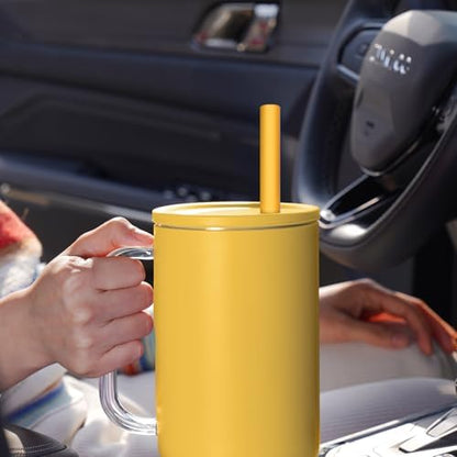 Tomorotec 15-Pack 12.2" Reusable Silicone Drinking Straws for Stanley Tumblers 20oz, 30oz, 40oz with 2 Cleaning Brushes, BPA-Free Food-Grade Flexible Straws for Fall Autumn Thanksgiving Use (Garden)
