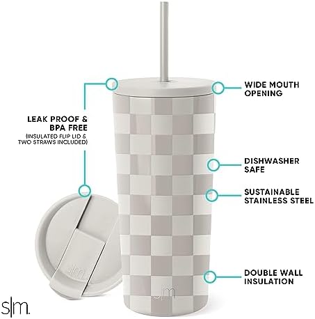 Simple Modern Iced Coffee Tumbler, Insulated | 20oz | Checkered