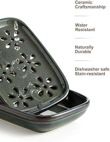 Miamolo Soap Dish for Shower, Bar Soap Holder 2 Layer Draining, Mess-Free