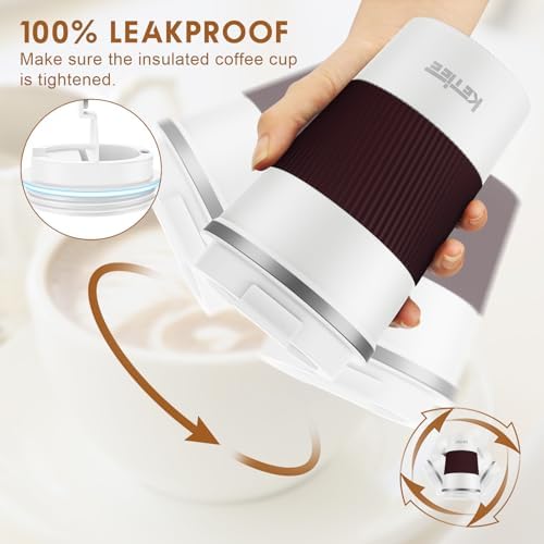 KETIEE Travel Coffee Mug 12oz: Reusable Coffee Cup with Leakproof Lid