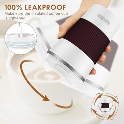 KETIEE Travel Coffee Mug 12oz: Reusable Coffee Cup with Leakproof Lid