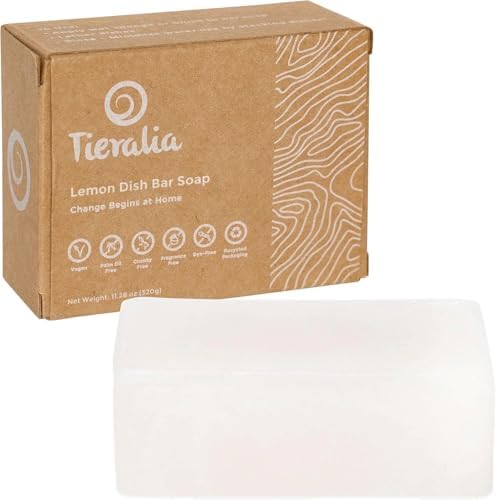 Lemon Dish Soap Bar Pack of 2 – Solid Dish Soap Block, Natural Non Toxic Eco Friendly Plant Based Dishwashing Soap, Biodegradable, Zero Waste, Plastic Free Kitchen Soap (11.28 oz)