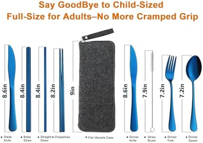 DEVICO Camping Utensils, Stainless Steel Travel Silverware Set with Case