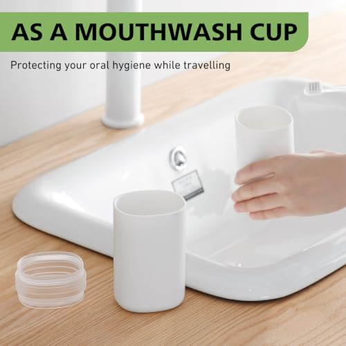 Baluca Travel Toothbrush Case, Portable Tooth Brush Holder and Toothpaste Cover Container with Mouthwash Cup, Compact Oral Clean Tools Organizer for Traveling/Camping/School/Home (White, Extra Large)