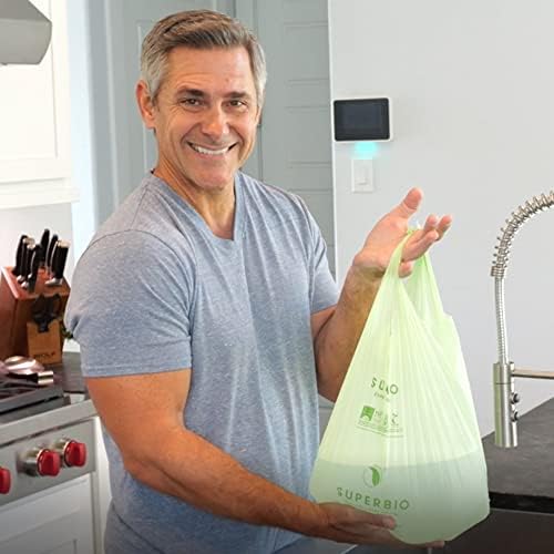 SUPERBIO 3 Gallon Compostable Food Waste Bags, 80 Count