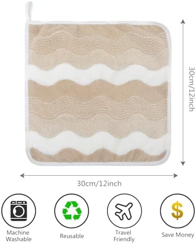 SINLAND Absorbent Coral Velvet Washcloth Ultra Soft Microfiber Face Towels 12 x 12 inch Multi-Purpose Face Cloths for Household and Sport