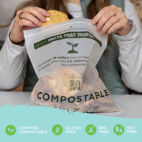 Matter Compostable Gallon Freezer Bags, Resealable, 30 Ct, Made From Plants