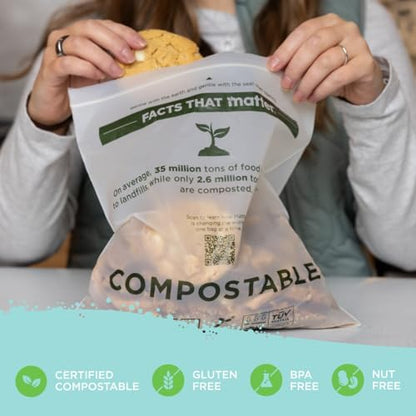 Matter Compostable Gallon Freezer Bags, Resealable, 30 Ct, Made From Plants
