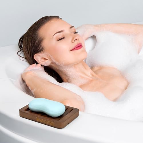 2 Pack FSC Bamboo Soap Holder, Slotted Self-Draining Dish, Walnut Style