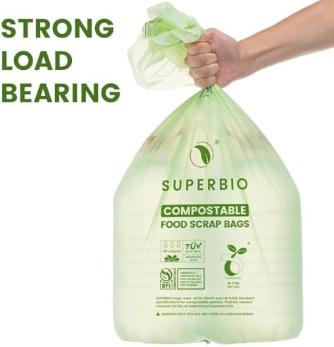 SUPERBIO 13 Gallon Compostable Kitchen Waste Bags, 50 Count, 1 Pack
