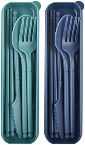 Portable Utensils Set with Case, 2 Sets Camping Travel Utensils Set