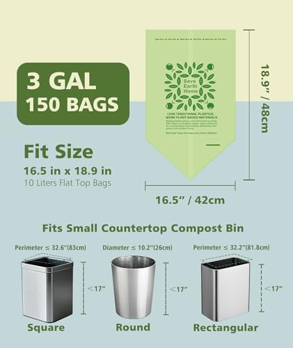 AYOTEE 150 Bags Compostable Trash Bags 3 Gallon Trash Bag, Compostable Bags